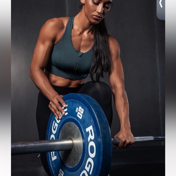 YVETTE Power Cross Racerback Running Bra Plus Size 4XL Dark Gray - Picture 7 of 7